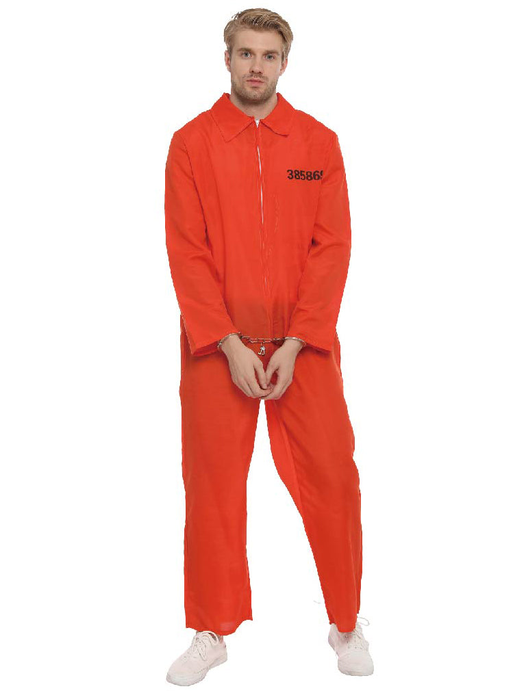 Mens Orange Prisoner Costume | Imprisoned Convict Costume For Men