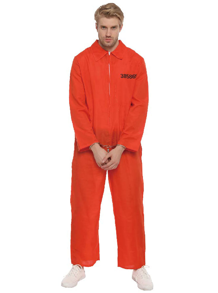 Mens Orange Prisoner Costume | Imprisoned Convict Costume For Men