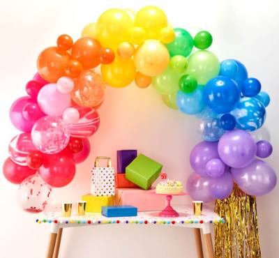 Image of a rainbow balloon garland