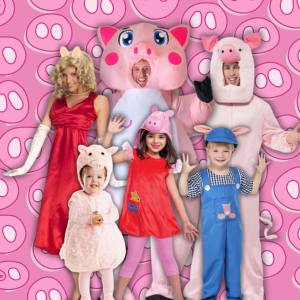 Image of people in pig costumes