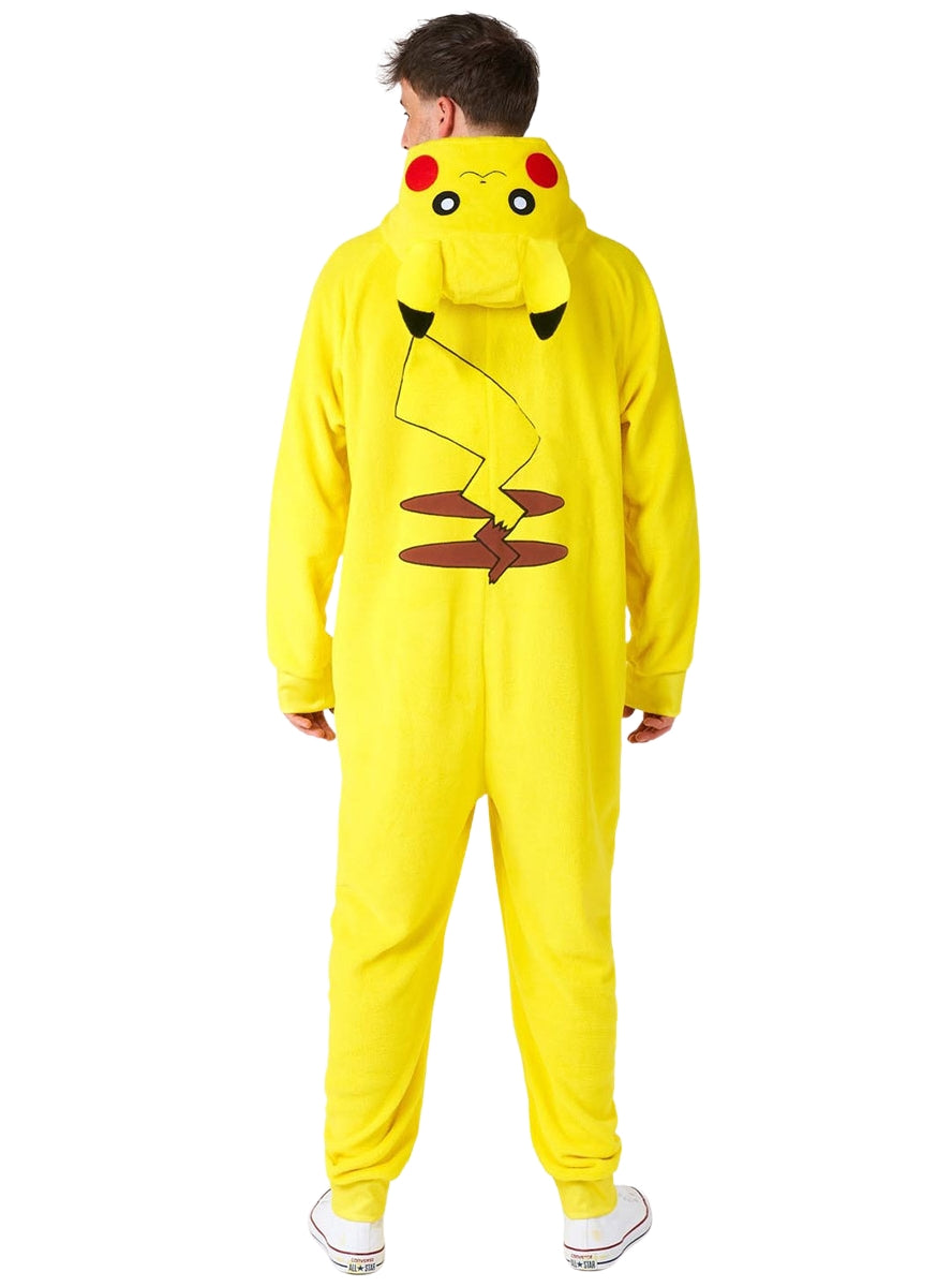 Back Image of Pikachu Pokemon Mens Deluxe Costume Onesie