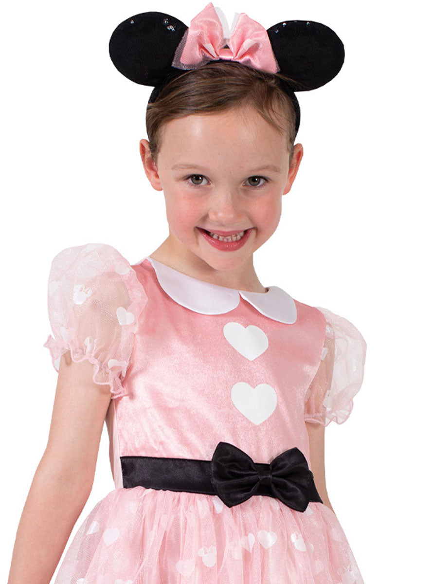 Image of Minnie Mouse Girls Pink Premium Costume - Close Image 1