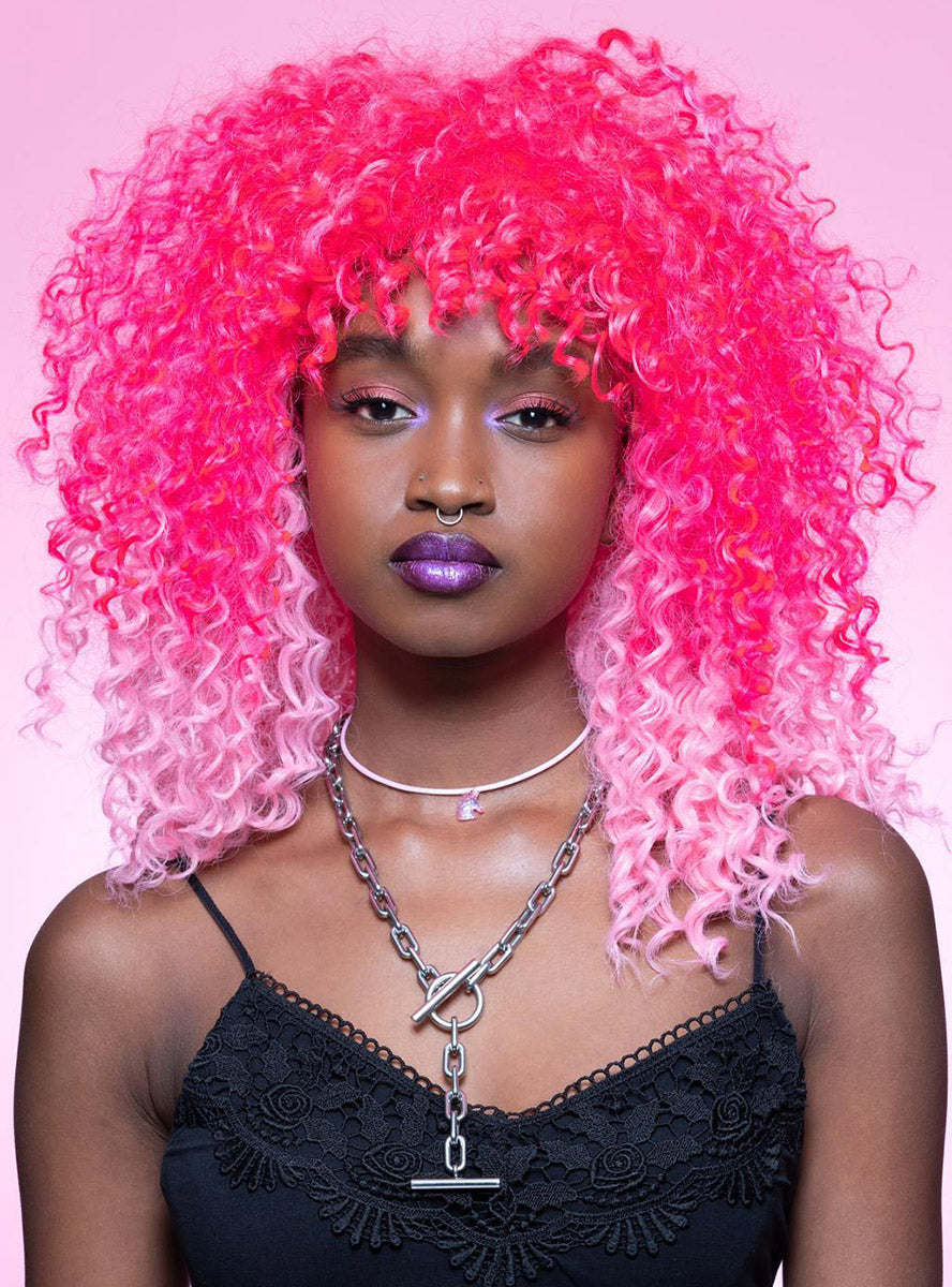 Alternative Image of Pink Passion Deluxe Ombre Curly Fashion Wig