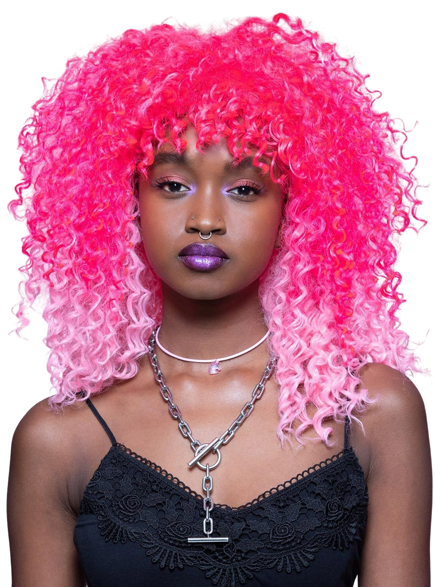 Image of Pink Passion Deluxe Ombre Curly Fashion Wig