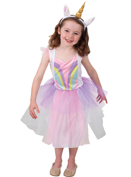 Girls Rainbow Unicorn Costume - Main Image