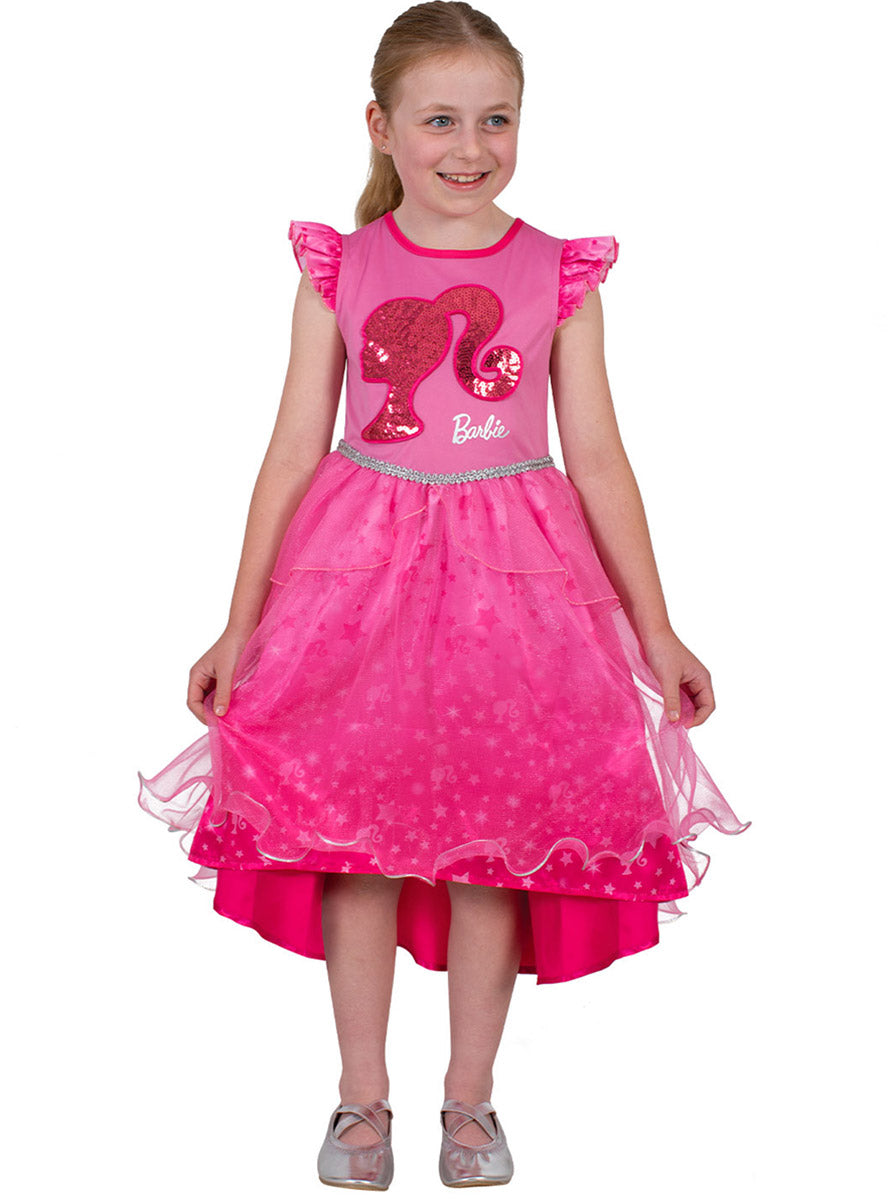 Main image of Sparkle Barbie Deluxe Girls Pink Costume Dress