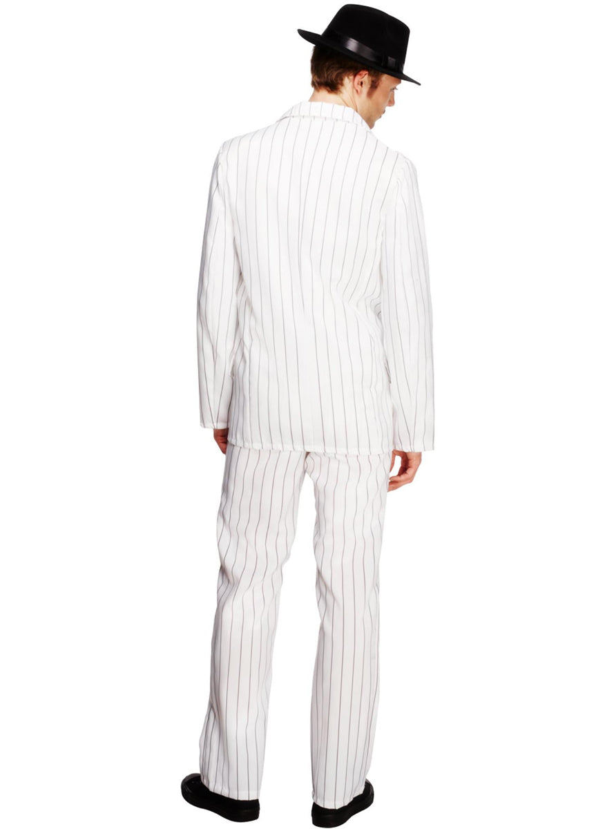 Mens White Pinstripe Gangster 1920s Costume - Back Image