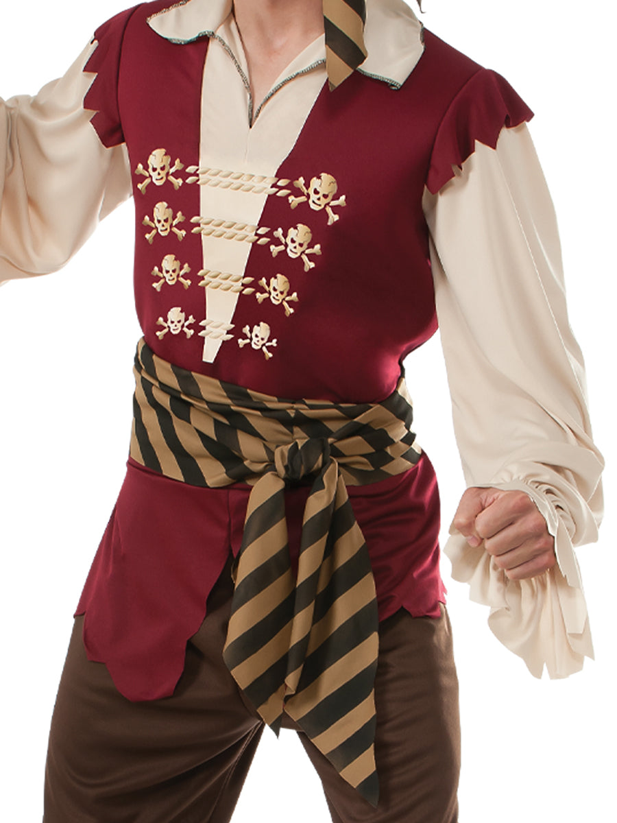 Mens Red Pirate Raider Costume - Close Image 2