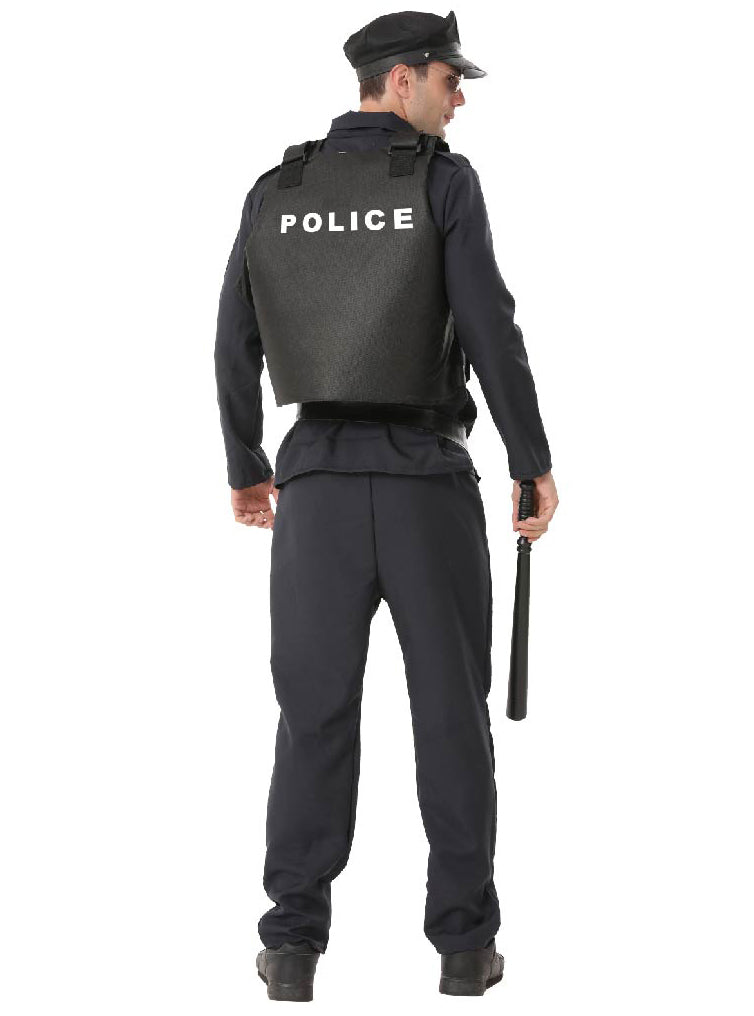 Back image of Police Officer Padded Black Costume Vest