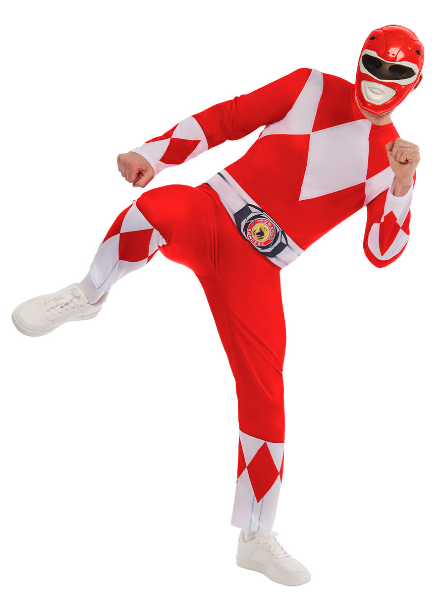 Red Ranger Deluxe Mens Power Rangers Costume - Alternative Image