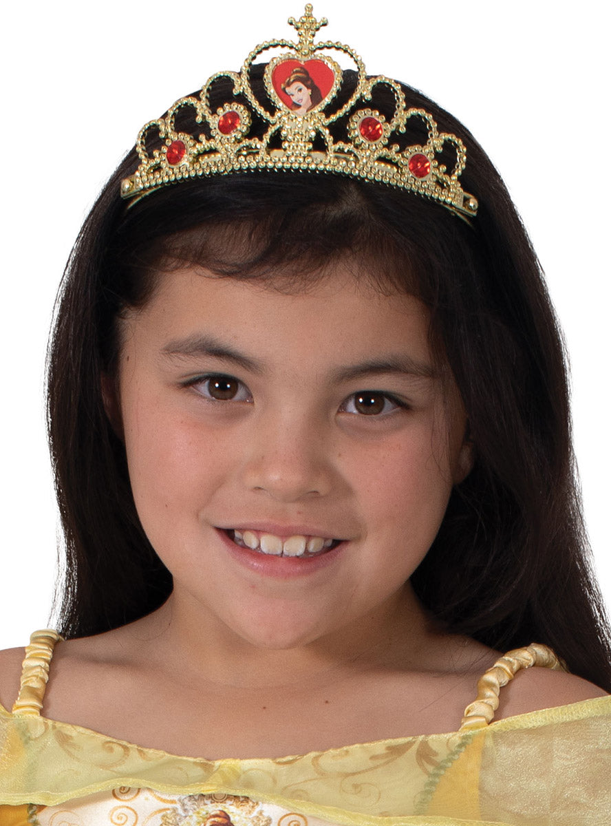 Image of Princess Belle Girls Disney Costume And Tiara Set - Tiara Close Up