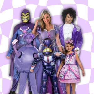 Image of people in purple costumes