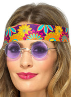 Image of Purple Lens Womens 1970s Hippie Costume Glasses