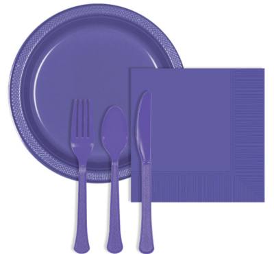 Image of purple party supplies