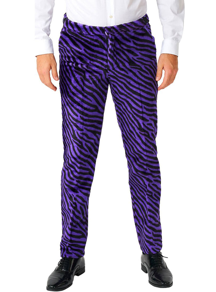 Zebra Print Plus Size Mens Purple Pimp Costume Suit - Pants Image