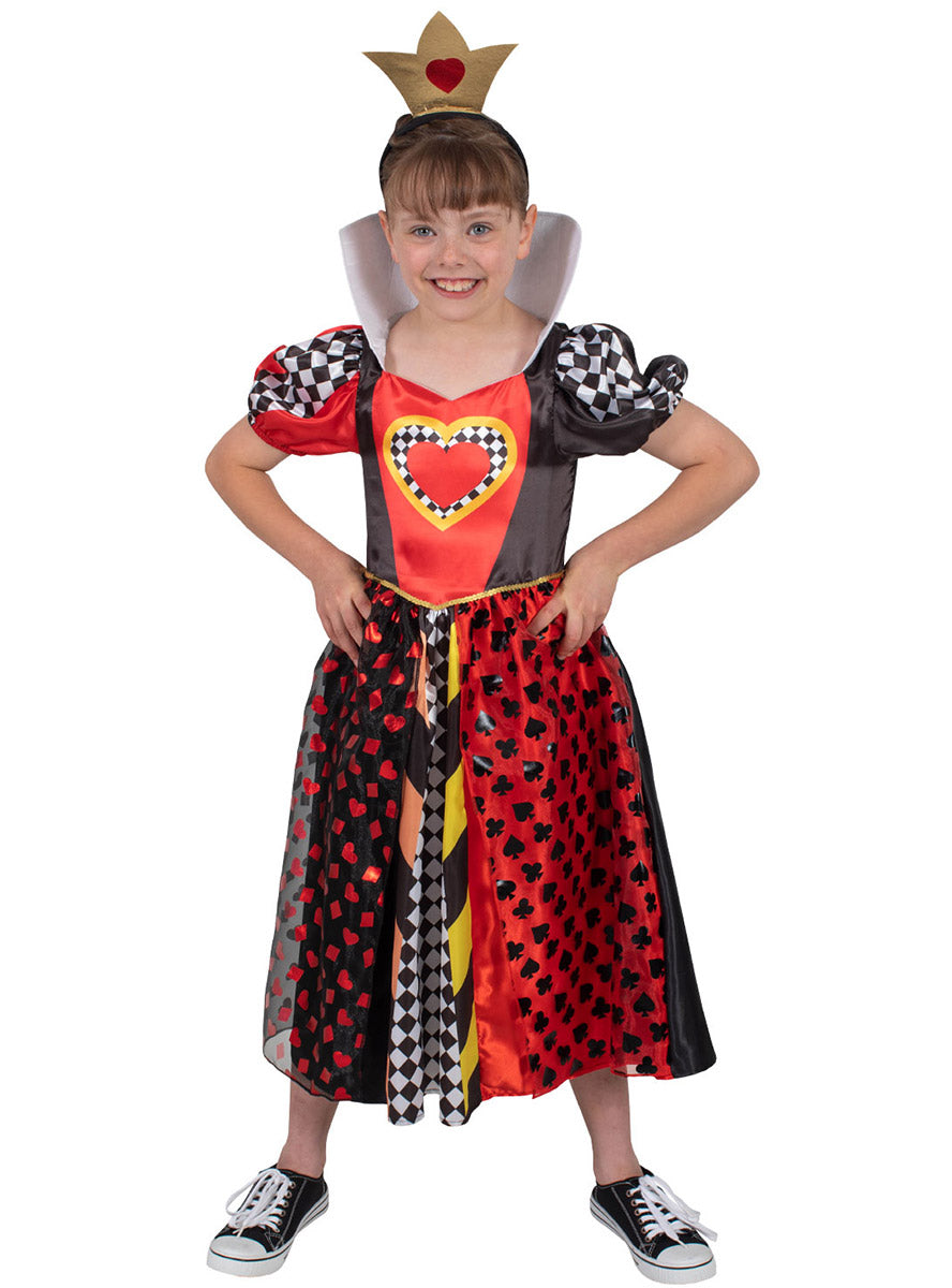 Girls Deluxe Queen Of Hearts Disney Alice in Wonderland Costume - Alternative Image 1