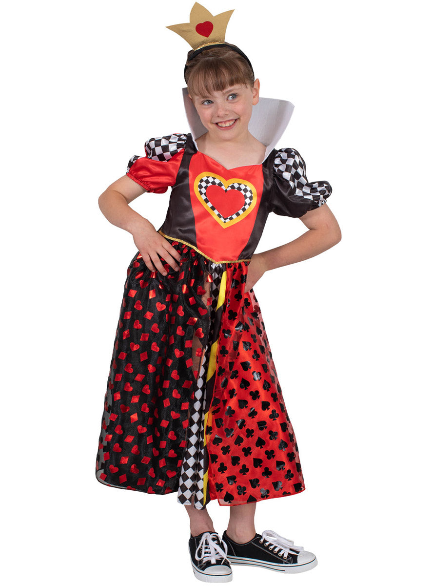 Girls Deluxe Queen Of Hearts Disney Alice in Wonderland Costume - Alternative Image 2