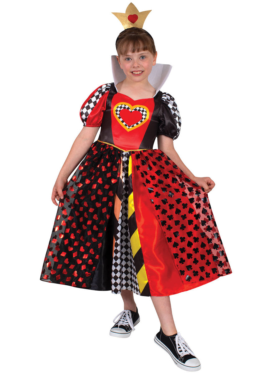 Girls Deluxe Queen Of Hearts Disney Alice in Wonderland Costume - Main Image