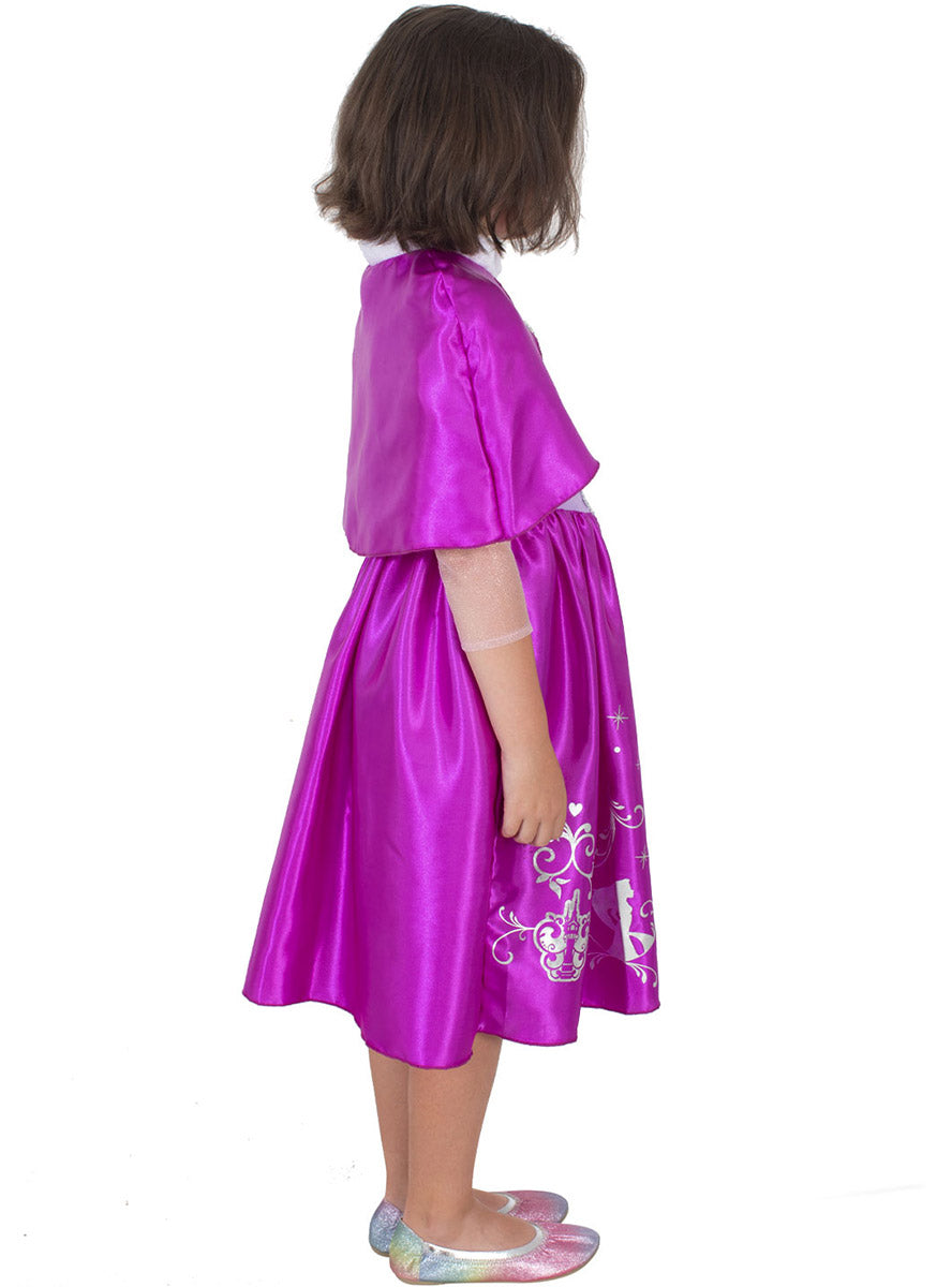 Side image of Tangled princess Rapunzel Girls Disney Princess Costume With Cloak