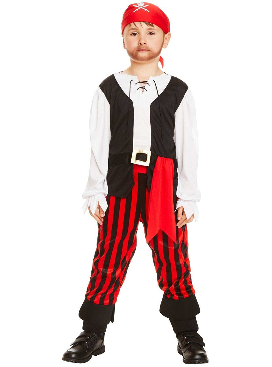 Image of Classic Striped Pirate Boys Dress Up Costume - Alternate Image