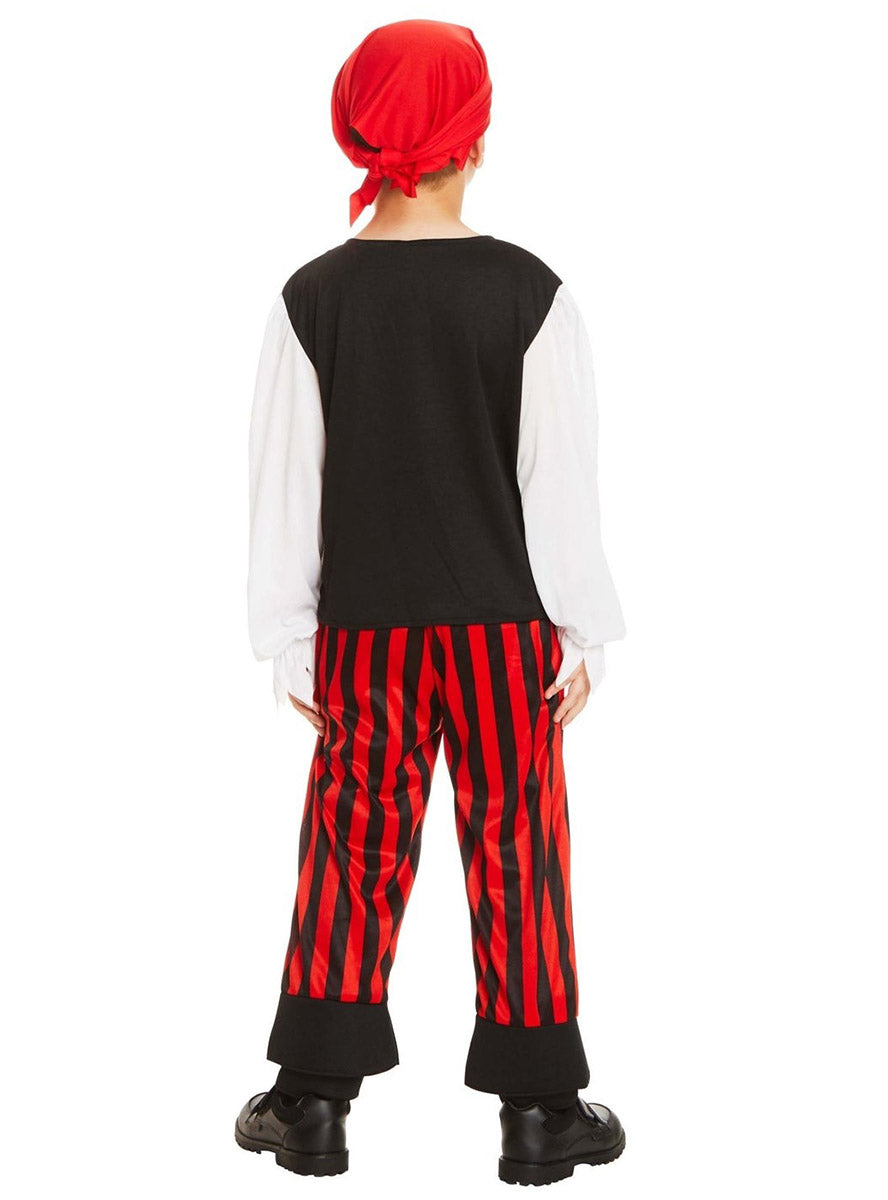 Image of Classic Striped Pirate Boys Dress Up Costume - Back Image