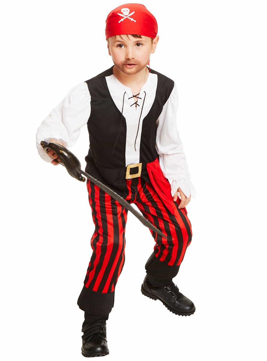 Image of Classic Striped Pirate Boys Dress Up Costume - Main Image