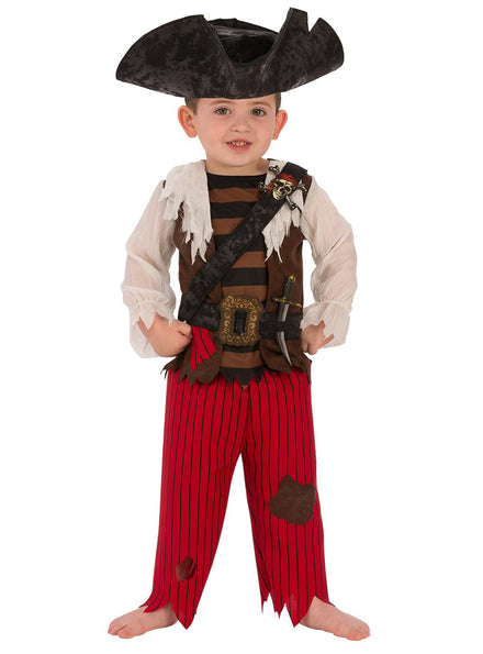 Classic Boys Red And White Pirate Costume - Main Image