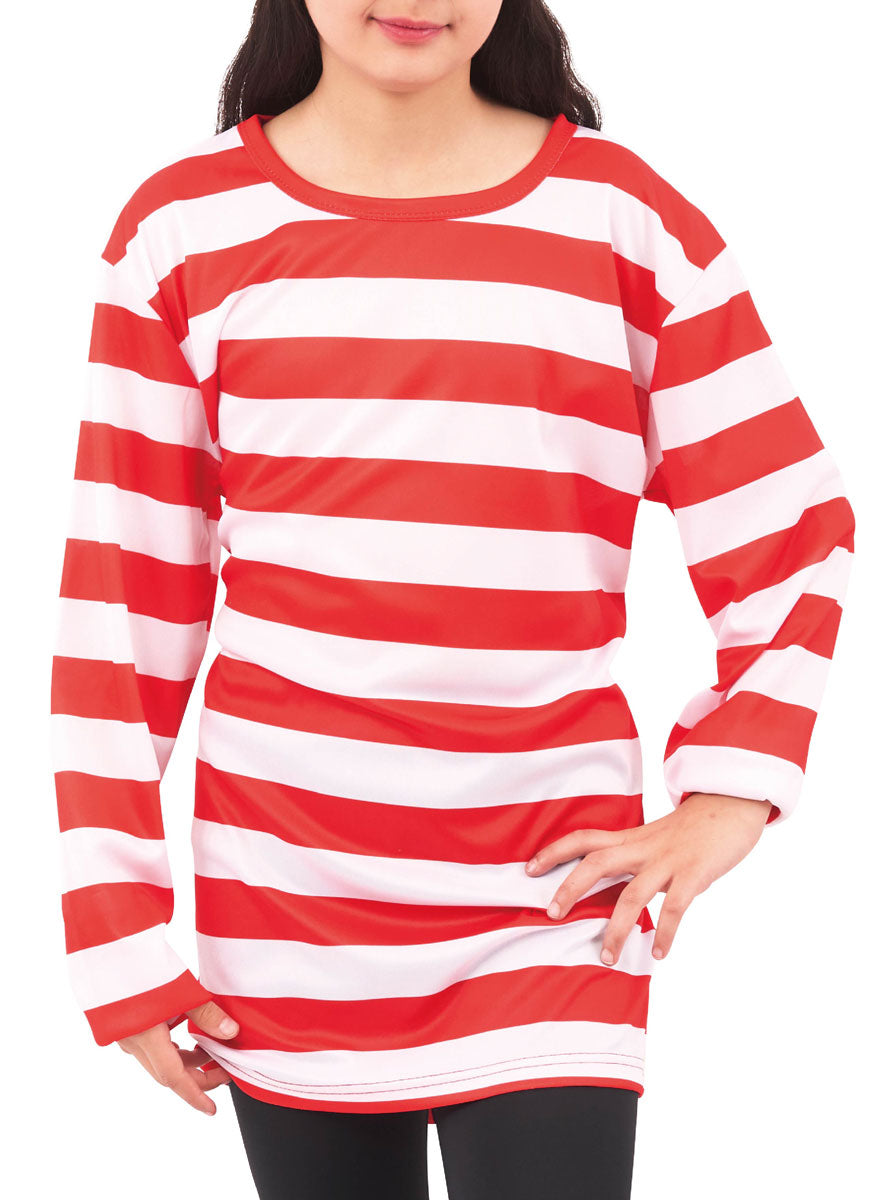 Image of Striped Red and White Teen Book Character Costume Top