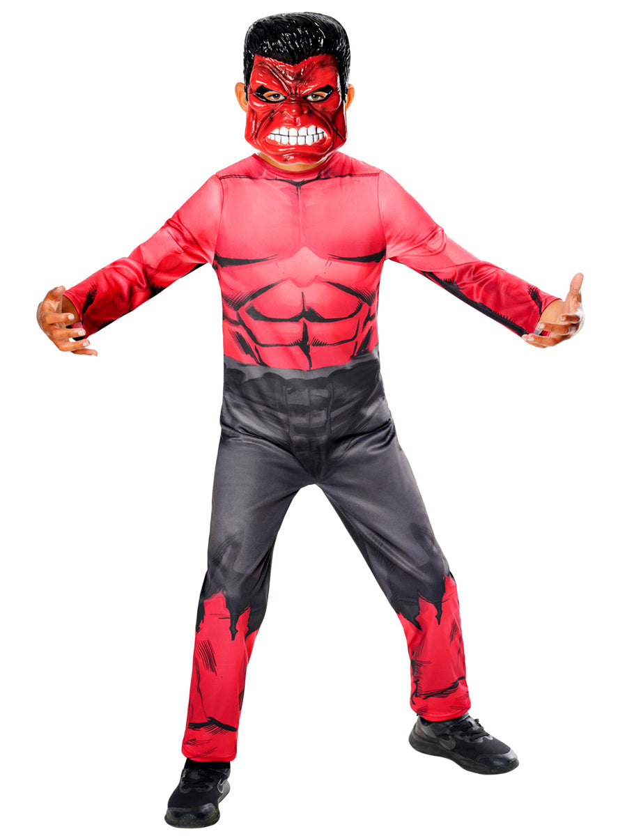 Boys Red Angry Hulk Marvel Costume - Alternative Image 2