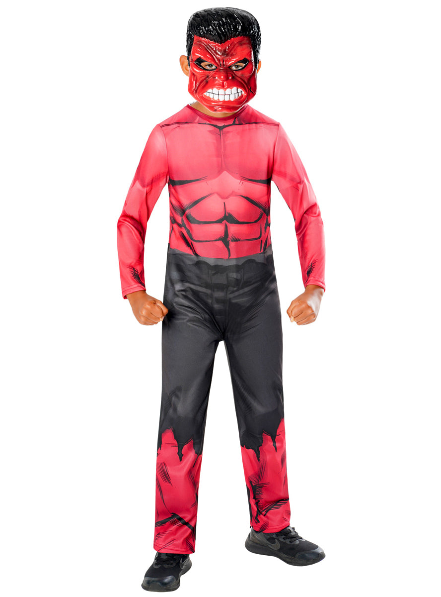 Boys Red Angry Hulk Marvel Costume - Alternative Image 1