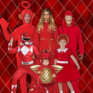 Image of people in red costumes