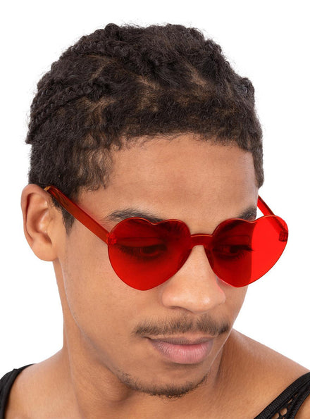 Mens red heart 60s sunglasses - Main image