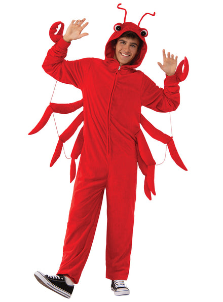 Mens Red Rock Lobster Animal Onesie Costume - Main Image