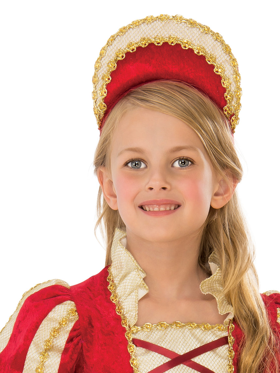 Girls Red Medieval Princess Costume - Close Image 1