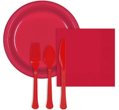 Image of red party supplies