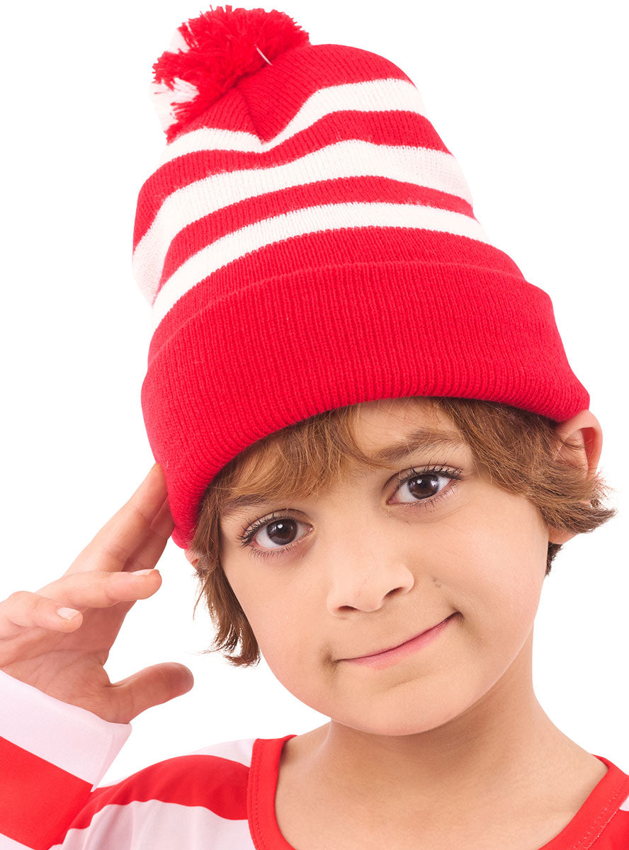 Alternative Image of Striped Kids red And White Costume Beanie