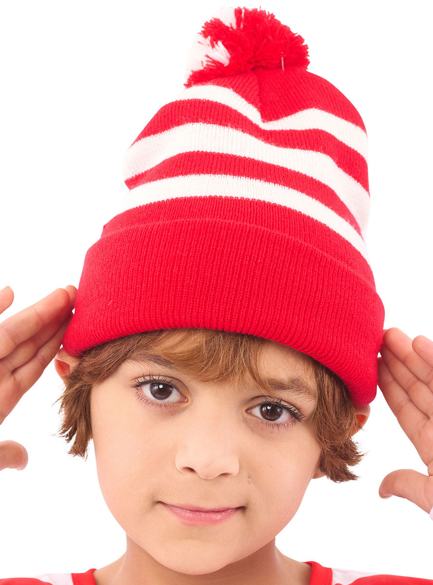 Image of Striped Kids red And White Costume Beanie