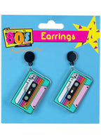 1980s Cassette Tape Adults Costume Earrings - Main Image