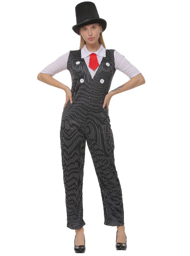 Alternative image of Roaring 20s Gangster Womens Pinstripe Costume Jumpsuit