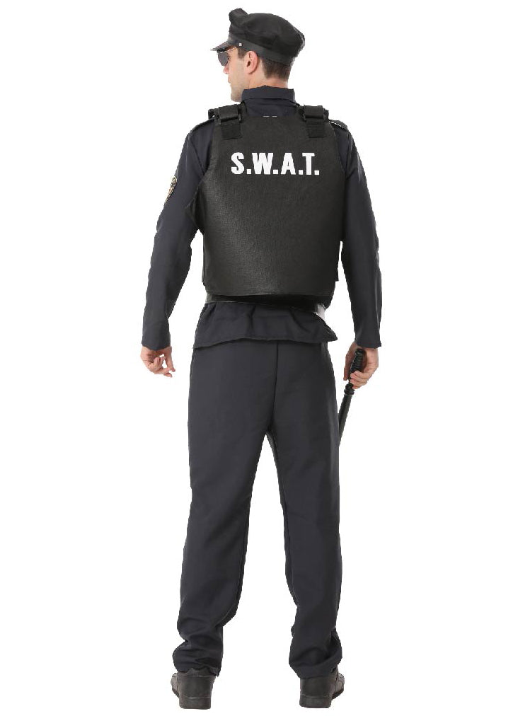 Back image of SWAT Officer Mens Padded Black Costume Vest