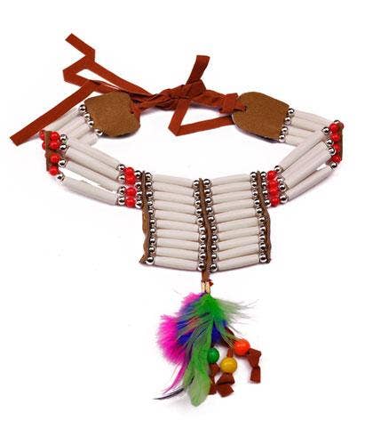 Beaded Costume Necklace American Indian Costume Accessory - Main Image