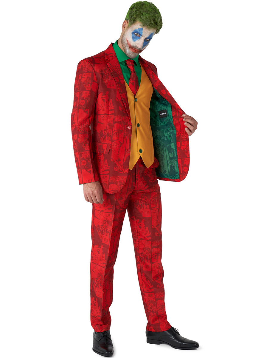 Alternate Inside Jacket Image of Scarlet Joker Mens Deluxe Villain Costume Suit