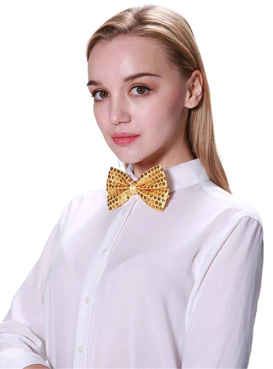 Main image of Gold Sequined Costume Bow Tie
