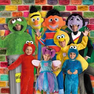 Image of people wearing Sesame Street costumes