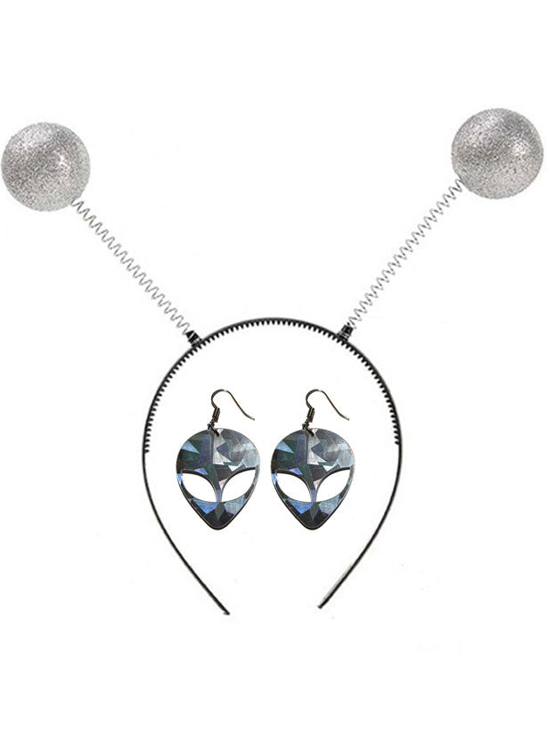 Main Image of Silver Alien Headband and Earrings Set