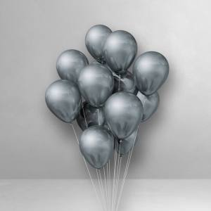 Image of inflated silver balloons