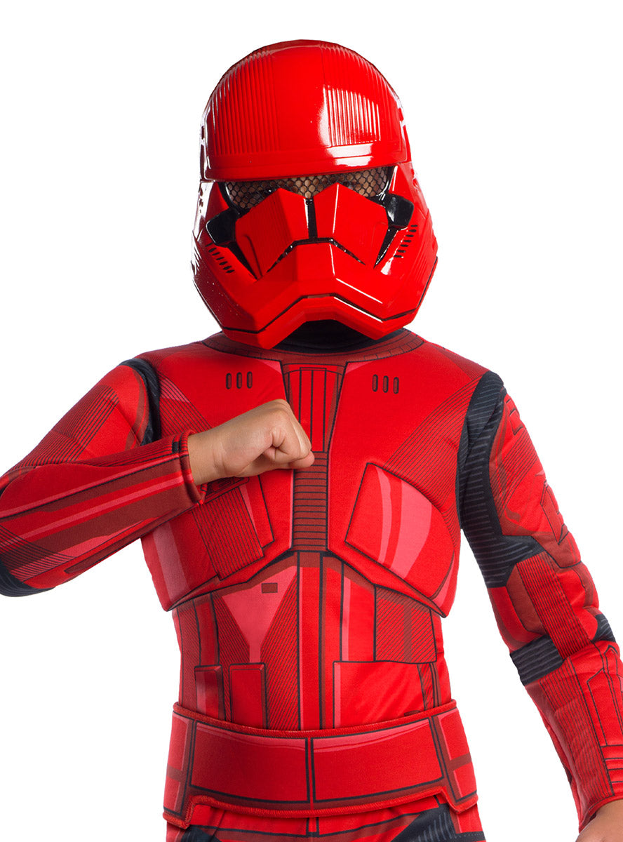 Image of Sith Trooper Boys Deluxe Red Star Wars Costume - Close Up Image 1