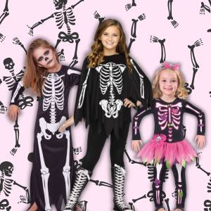 Image of girls in skeleton costumes