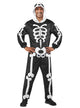 Mens Hooded Black Skeleton Onesie Halloween Costume - Main Image