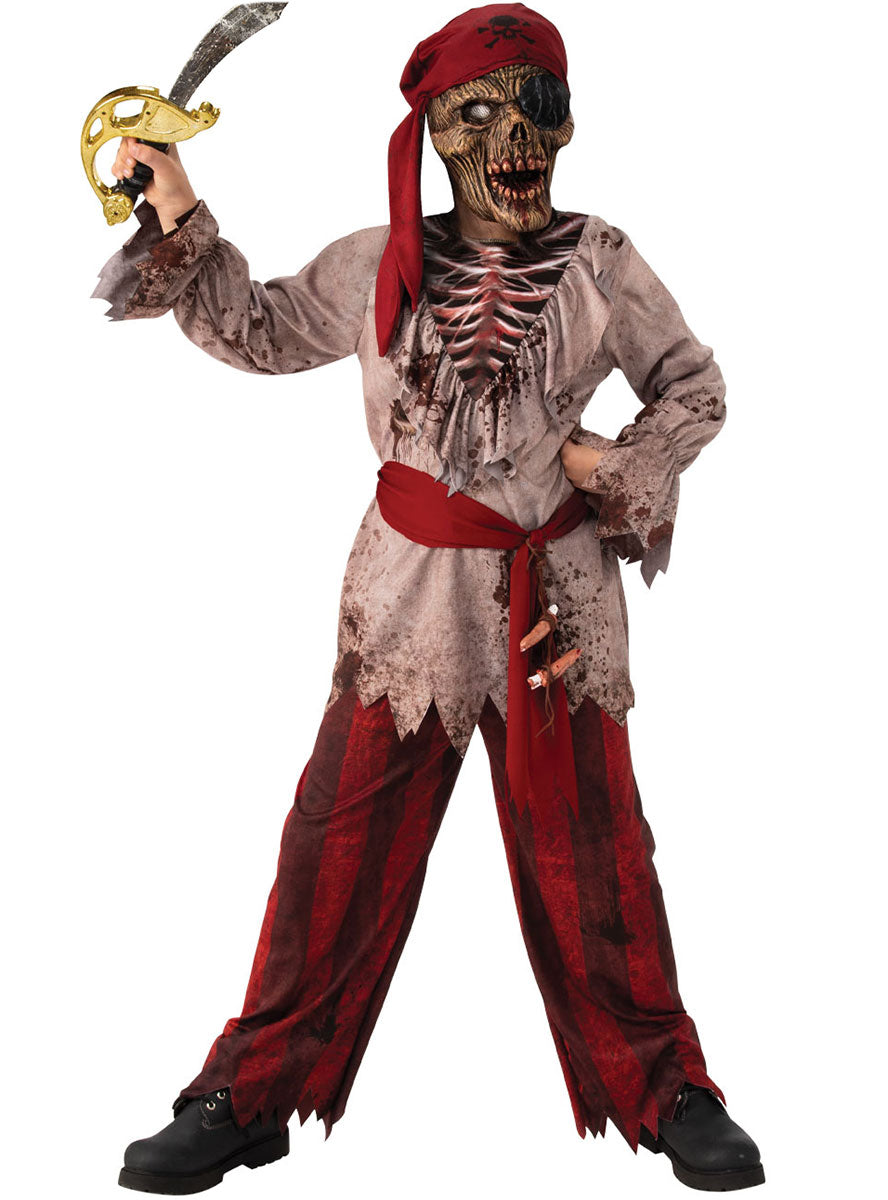 Image of Skeleton Pirate Boys Halloween Costume - Main Image